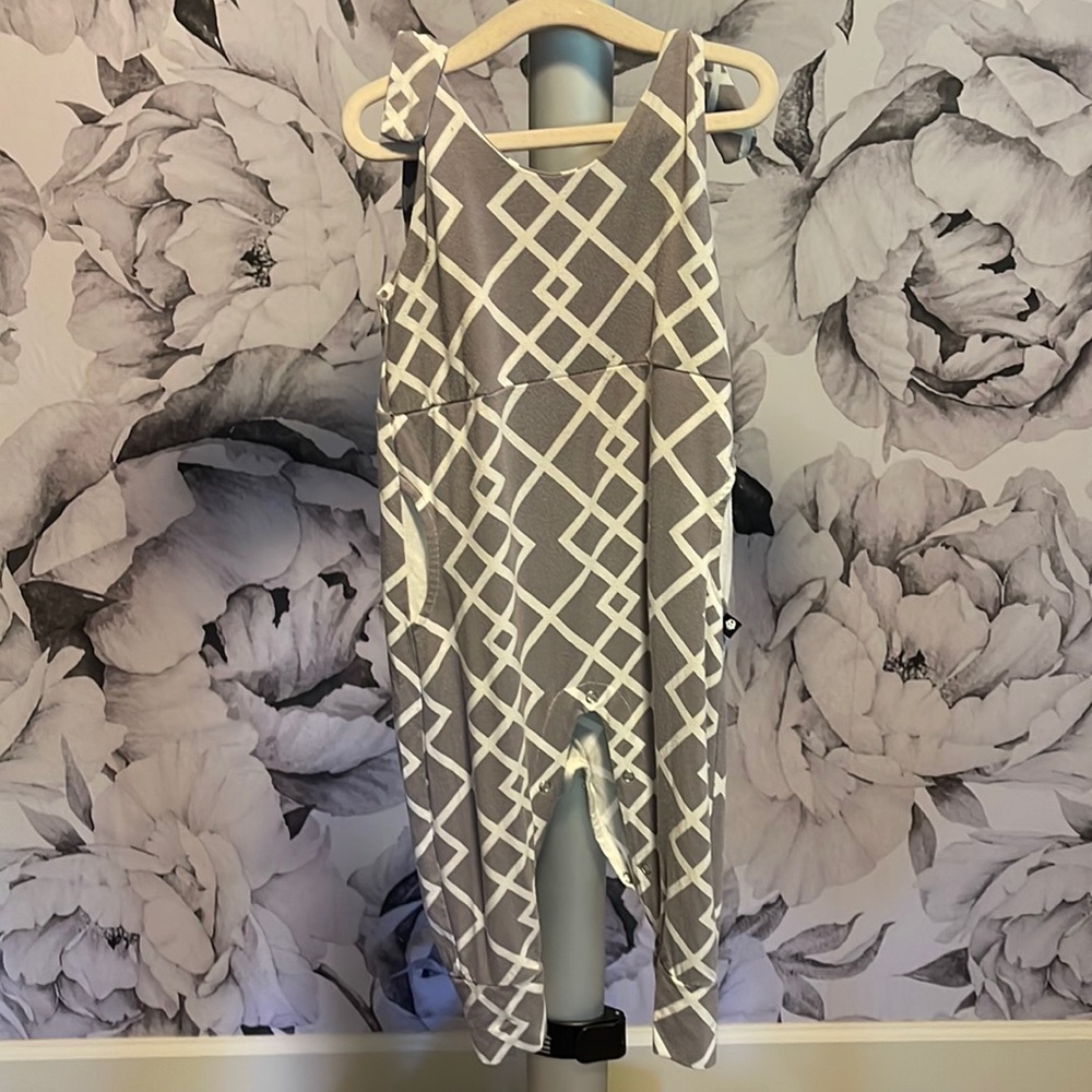Grey and white cotton romper